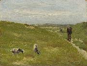 Meadow with farmer and grazing goats Max Liebermann